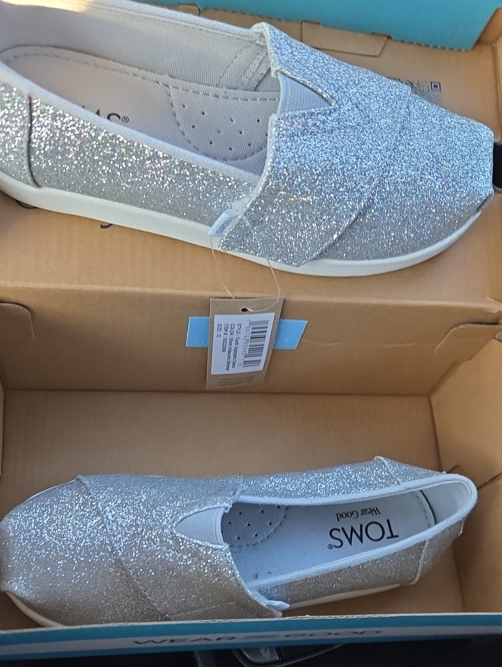 Toms Kids Silver Alpargata Classic  NEW